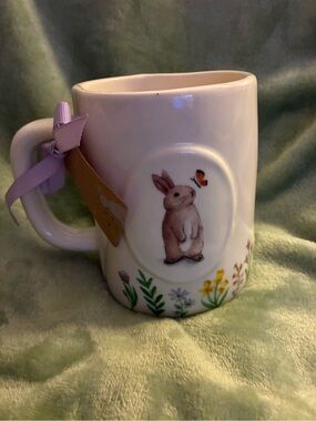 Rae Dunn Bunny Butterfly Floral Spring Has Sprung Rabbit Mug